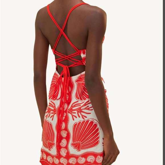 FARM Rio Red and White Mini Dress - Picture 5 of 6